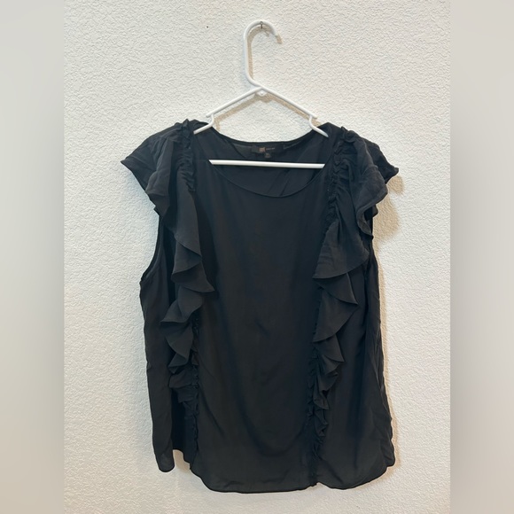 Frye Tops - Black Sheer Tank Top with Ruffles